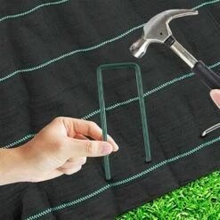 30 Pezzi Picchetti Da Giardino, Picchetti Di Sicurezza In Acciaio Per Giardino Prato E Rete Metallica Da Giardinaggio, Graffette A Forma Di U Zincate A Caldo Antiruggine (Lunghezza 150 Mm, Larghezza 3 -Negozio Piante artificiali economico 98121710 3