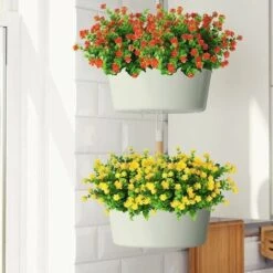 Fiori Finti Per Decorazione, 10 Pezzi 5 Colori Fiori Artificiali Resistenti Ai Raggi UV Per Esterni Versailles, Bouquet Di Plastica Finta Verde Arbusti Piante Per La Decorazione Domestica Giardino Di -Negozio Piante artificiali economico 98708745 3